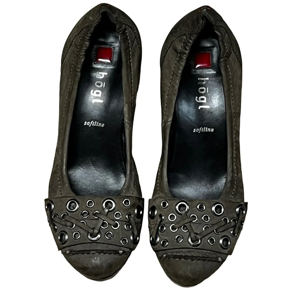 Hogl Gray Rivet Pumps
